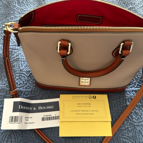Dooney and Bourke Pebble Grain Darcy Satchel in Taupe - Picture 4 of 7